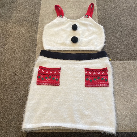 No Boundries Ladies Knit Christmas Top & Skirt Set, 2-Piece - Picture 2 of 8